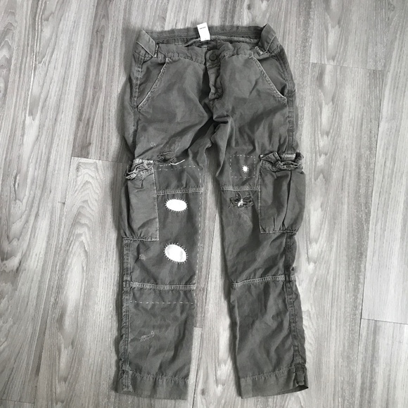 NSF Pants - NSF Khaki Green Pants Crop Straight Leg Womens 26